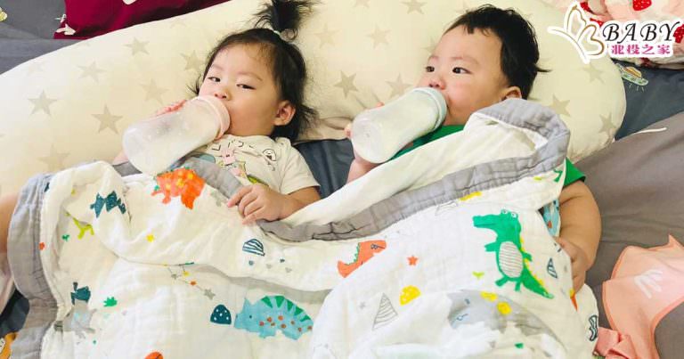 龍鳳胎兄妹小被被｜可以安心使用的嬰兒用棉被-北投之家體貼藍雲彩寶寶被被｜寶寶模特兒代言北投之家