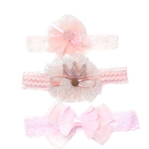 韓系嬰兒蕾絲髮帶｜三件禮盒裝，柔軟不勒頭，嬰兒專屬髮飾推薦｜北投之家